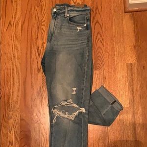 AE high waisted distressed mom jean